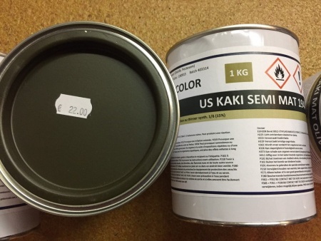 Pot de 1kg de peinture US kaki semi mat 1944 surplus militaire de stenay commercy nancy metz reims belgique luxembourg longwy Verdun Sedan Charleville militaria bushcraft survie bivouac
