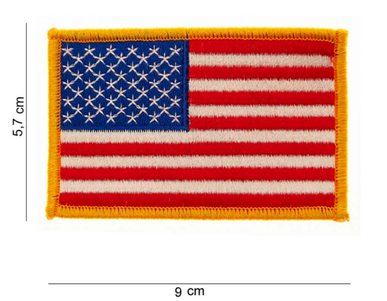 Ecusson drapeau USA bordure dorée large (à coudre) (frais de port inclus)