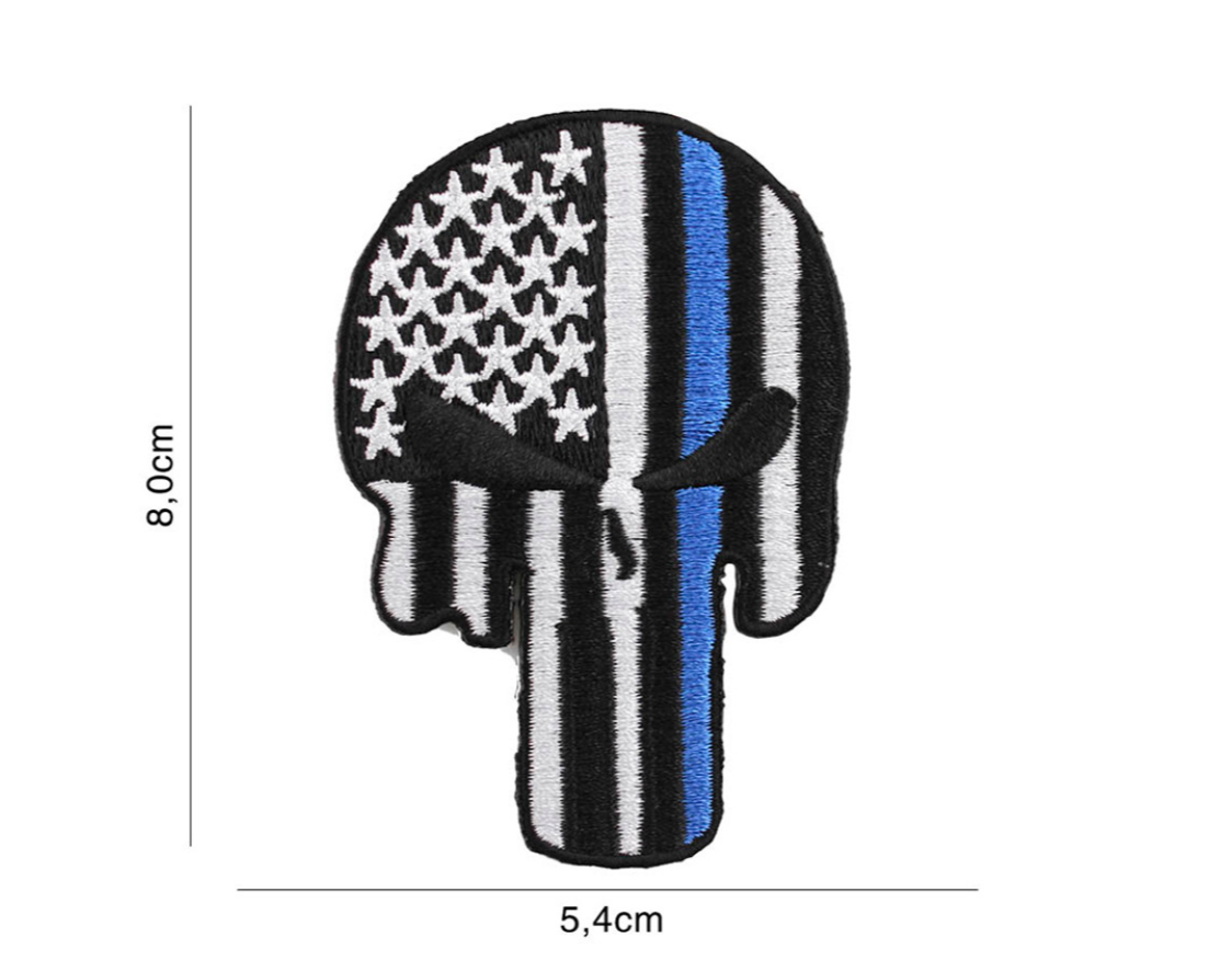 Patch broderie Punisher USA Bleu Thin Line