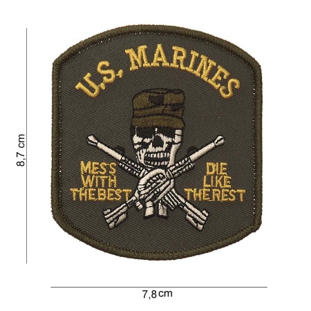 Patch tissu US Marines "mess with the best die like the rest"  surplus militaire lorraine grand est meuse stenay commercy surplus belgique surplus luxembourg Metz Nancy Verdun survivalisme bushcraft 