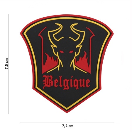 Patch 3D PVC Belgique Devil noir surplus militaire lorraine grand est meuse stenay commercy surplus belgique surplus luxembourg Metz Nancy Verdun survivalisme bushcraft 