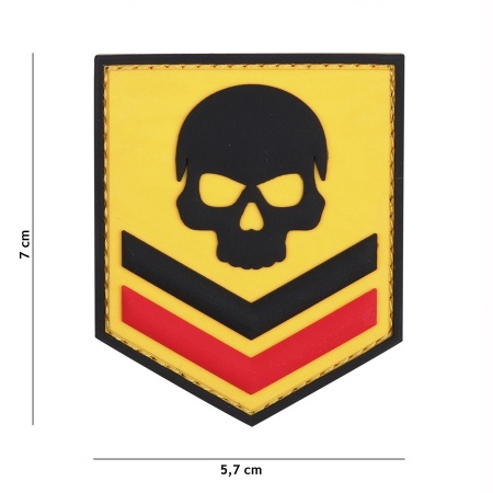 Patch 3D PVC Belgium skull jaune surplus militaire lorraine grand est meuse stenay commercy surplus belgique surplus luxembourg Metz Nancy Verdun survivalisme bushcraft 